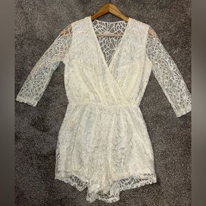 Derek Heart Shine Lace Romper Sz M